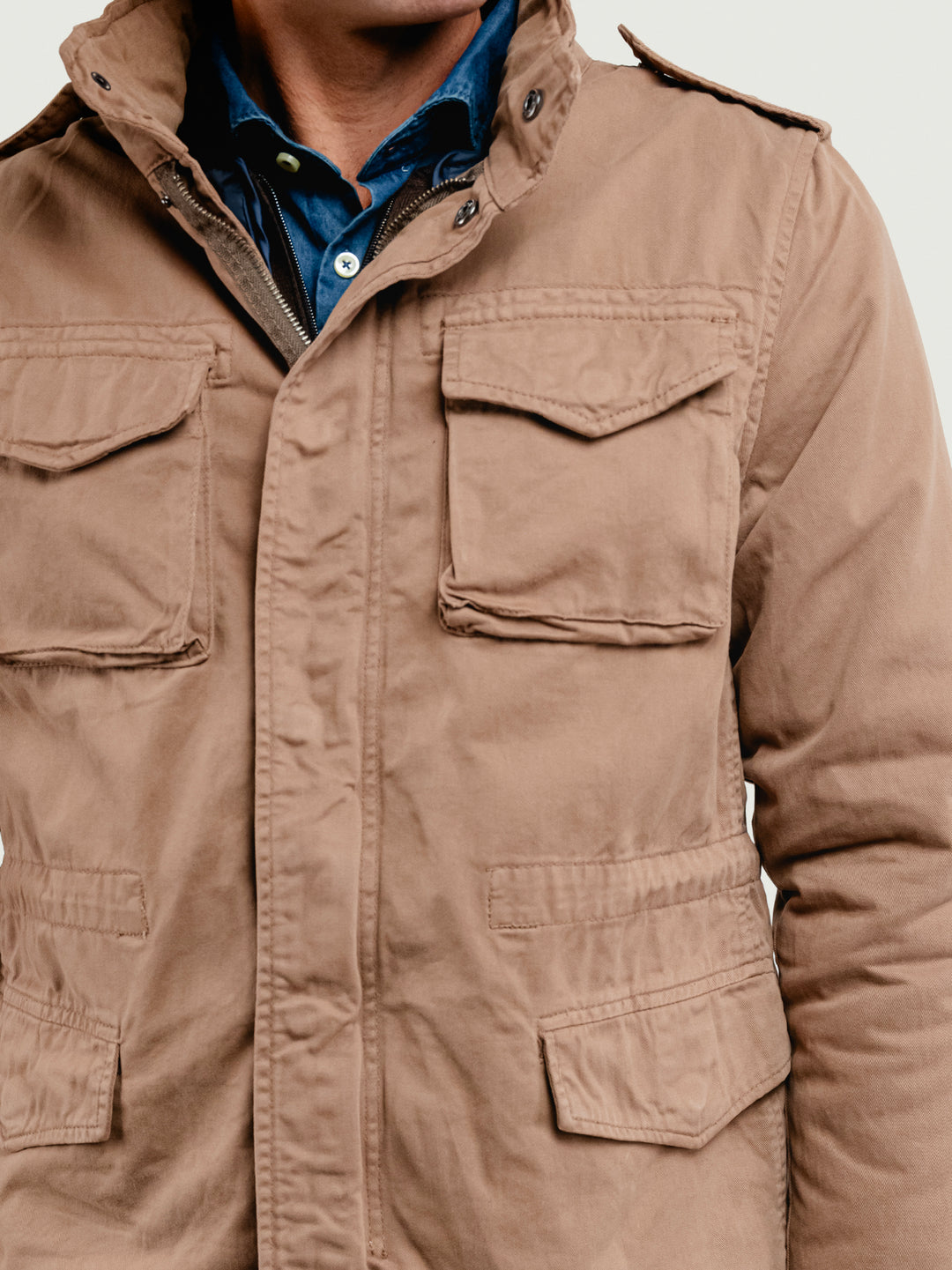 Field jacket in cotone tortora con imbottitura separabile BU27W04JKTWILL100 323 ANDREA MORANDO 