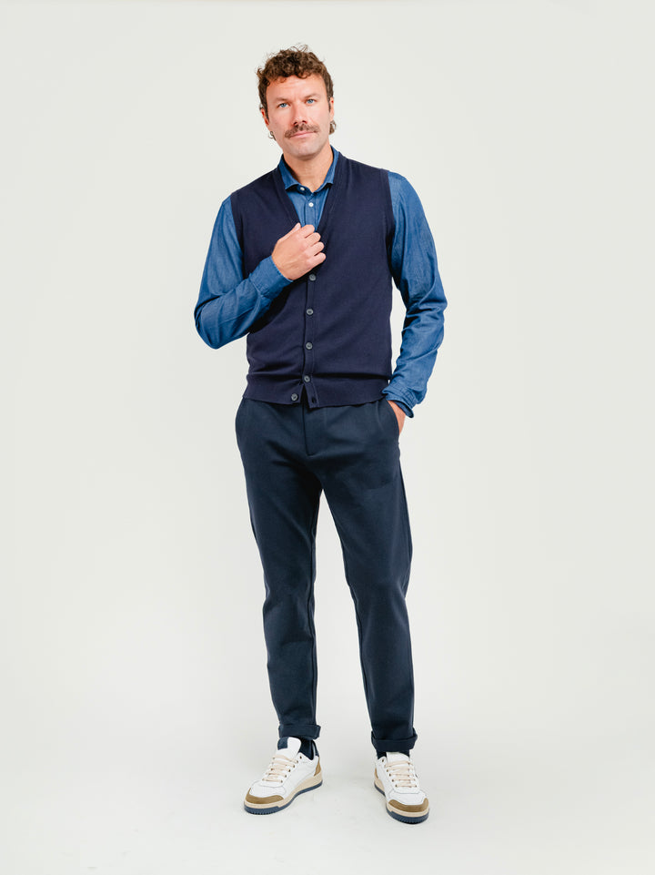 Pantalone classico in jersey punto Milano navy BU27W16PAPA1508COMFY 200 ANDREA MORANDO 