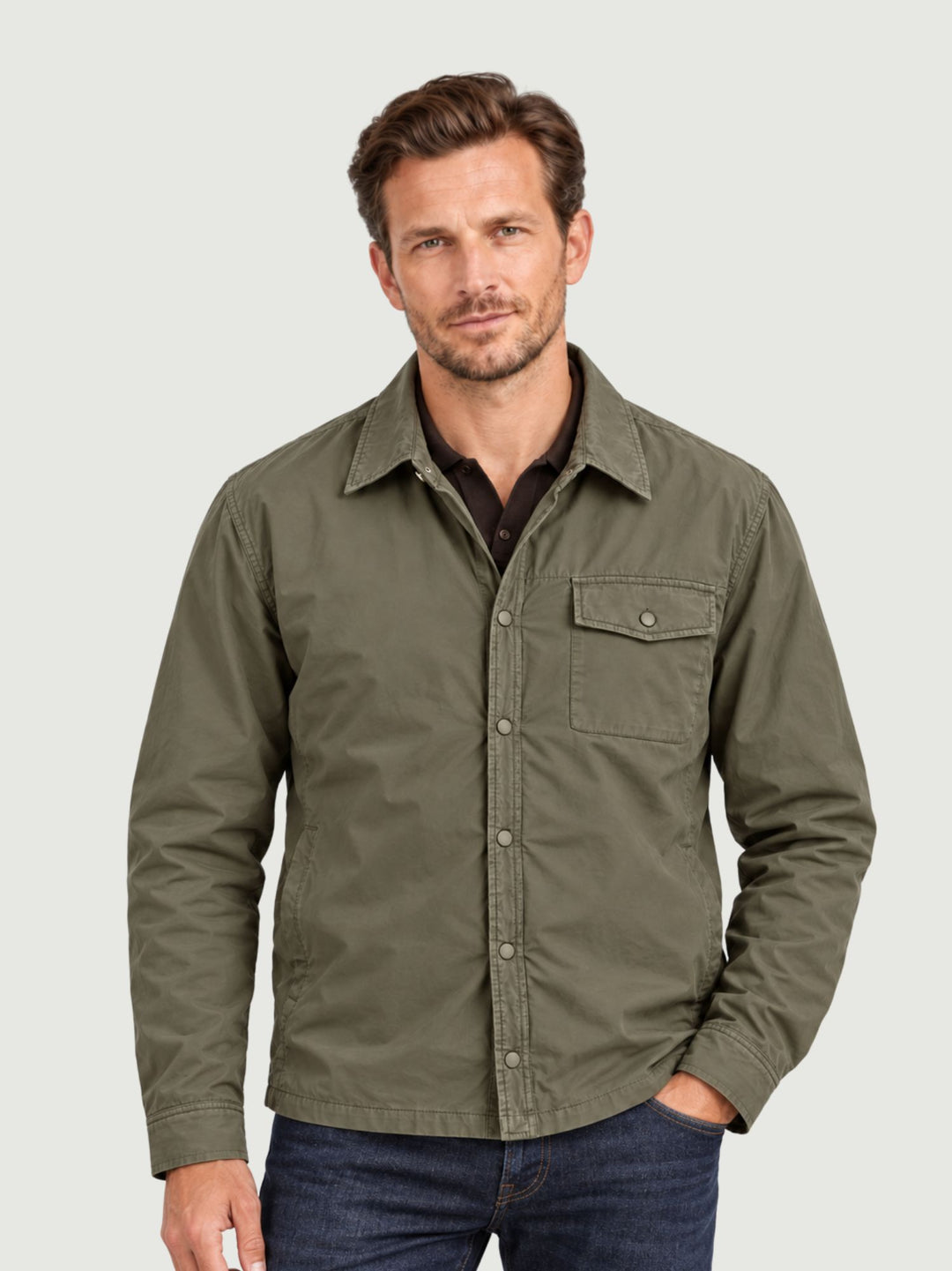 Giacca imbottita con collo camicia verde militare BU27W05JKCOAT1002 301 ANDREA MORANDO 