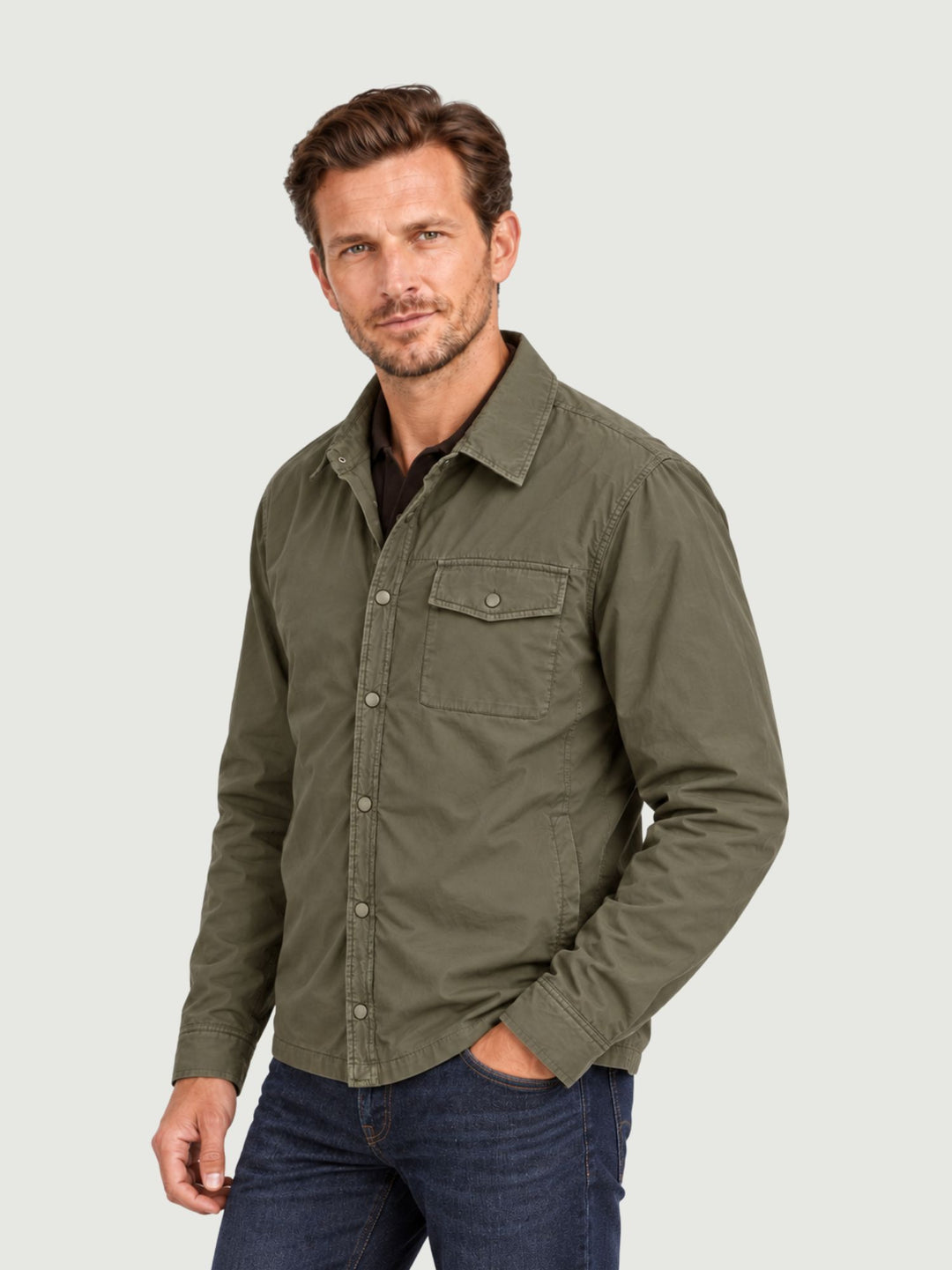 Giacca imbottita con collo camicia verde militare BU27W05JKCOAT1002 301 ANDREA MORANDO 
