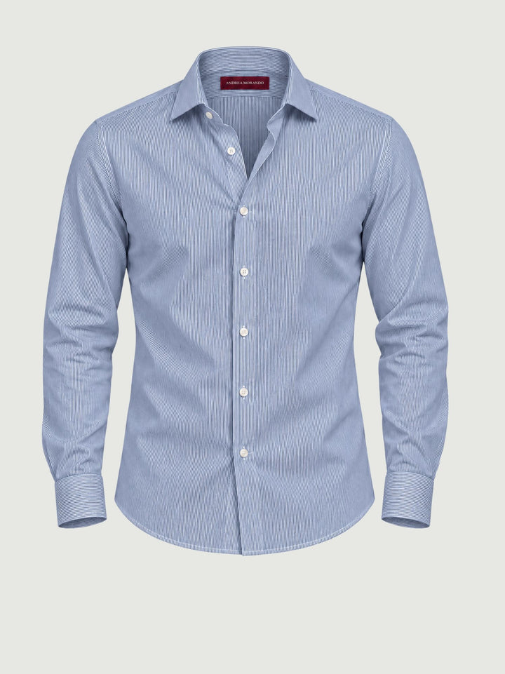 Camicia in cotone a righine bianche e blu BU27W12CASTRIPE1 200 ANDREA MORANDO 