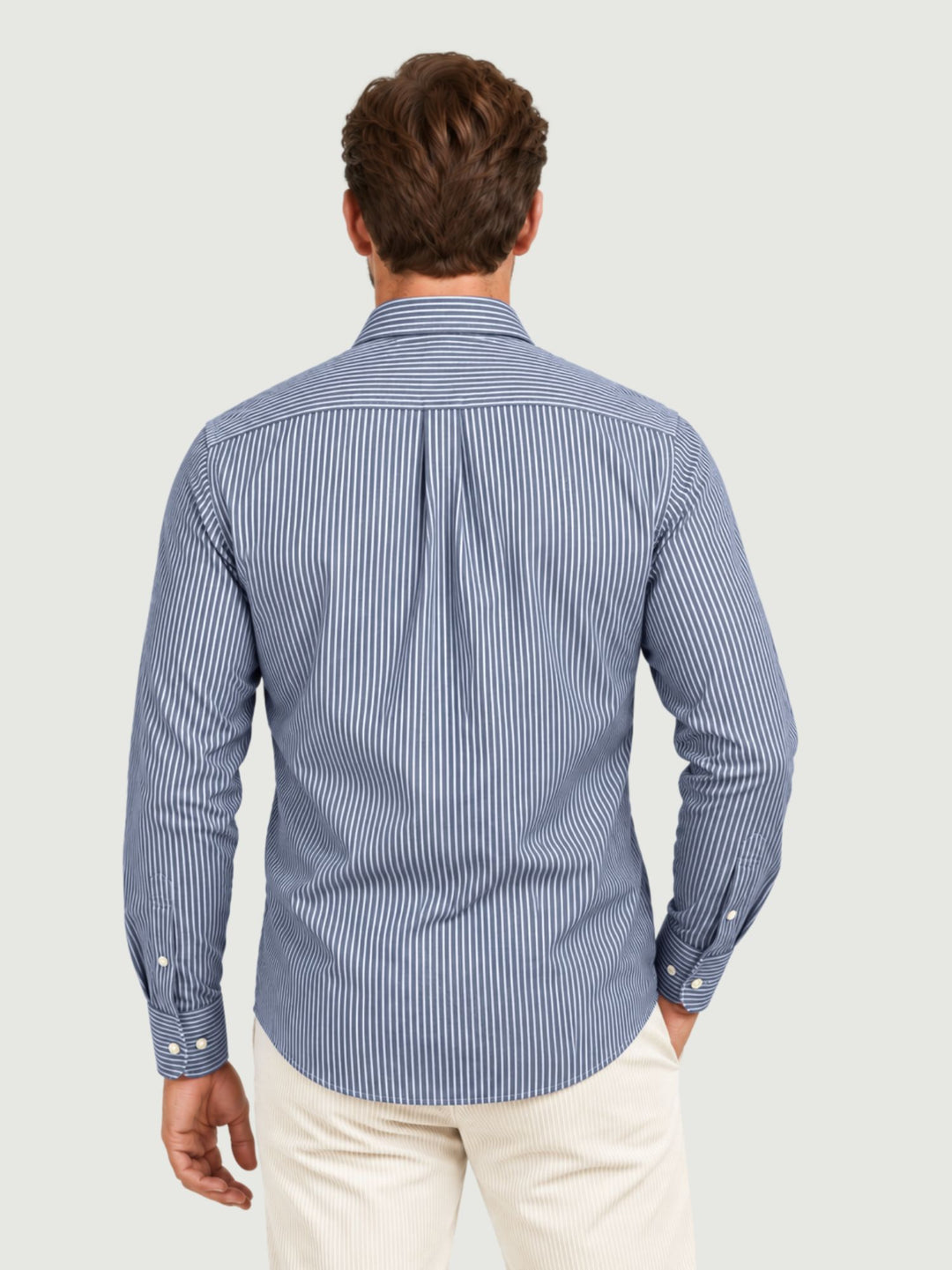 Camicia in cotone a righine bianche e blu BU27W12CASTRIPE1 200 ANDREA MORANDO 