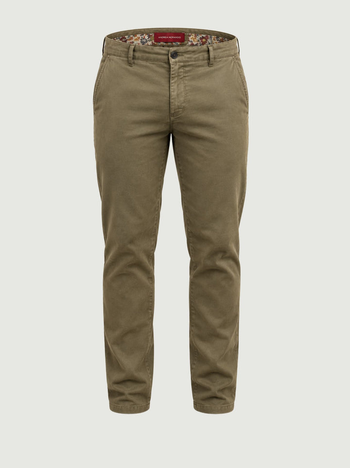 Pantalone chino in cotone verde militare BU27W15PAPA1321TWILL 301 ANDREA MORANDO 