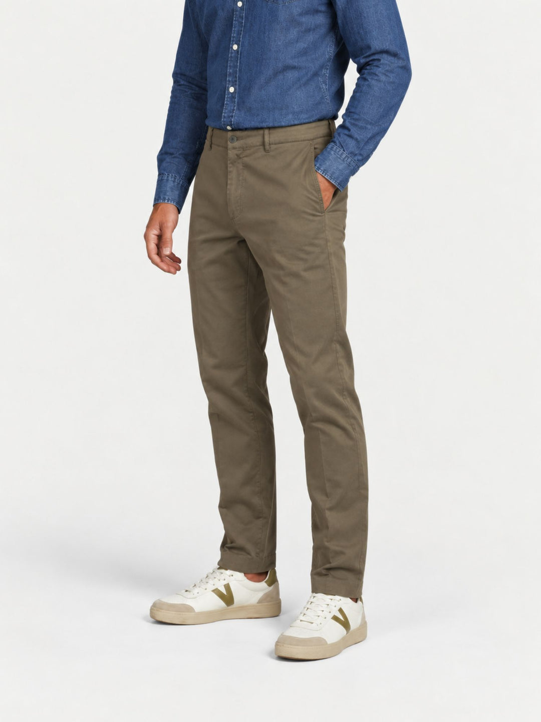 Pantalone chino in cotone verde militare BU27W15PAPA1321TWILL 301 ANDREA MORANDO 
