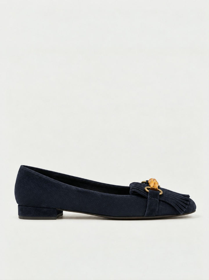 Ballerina con morsetto in bambù in pelle scamosciata navy 4875/11 BLU NAVY ANDREA MORANDO 