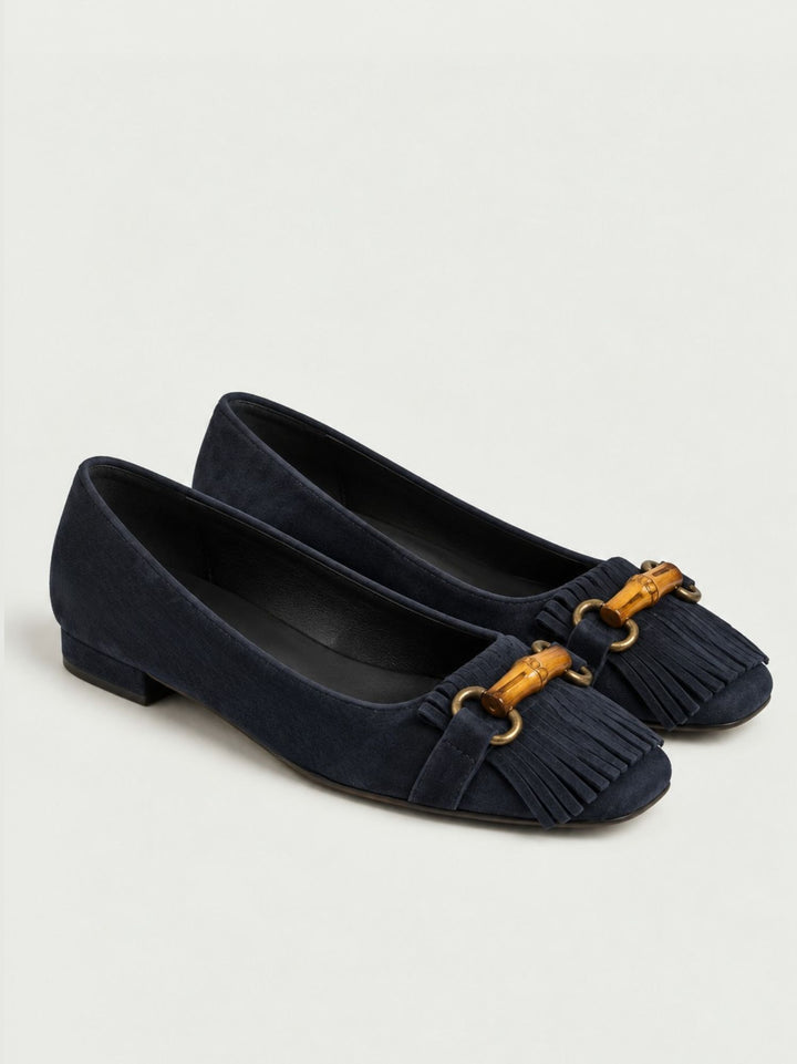 Ballerina con morsetto in bambù in pelle scamosciata navy 4875/11 BLU NAVY ANDREA MORANDO 