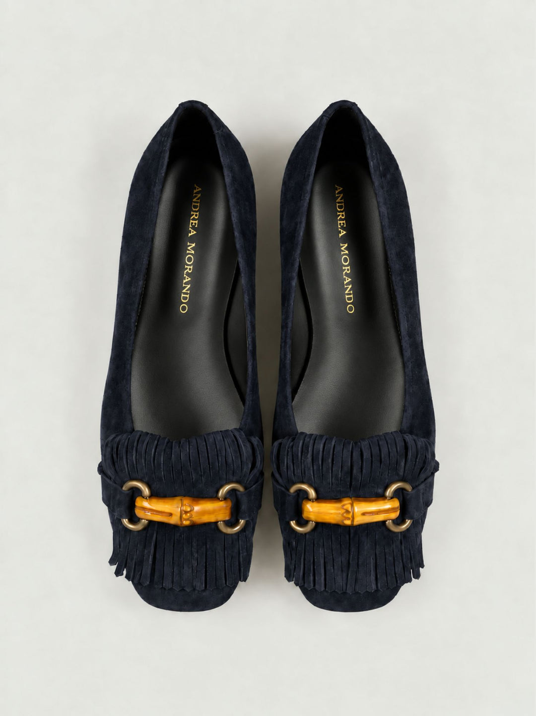 Ballerina con morsetto in bambù in pelle scamosciata navy 4875/11 BLU NAVY ANDREA MORANDO 