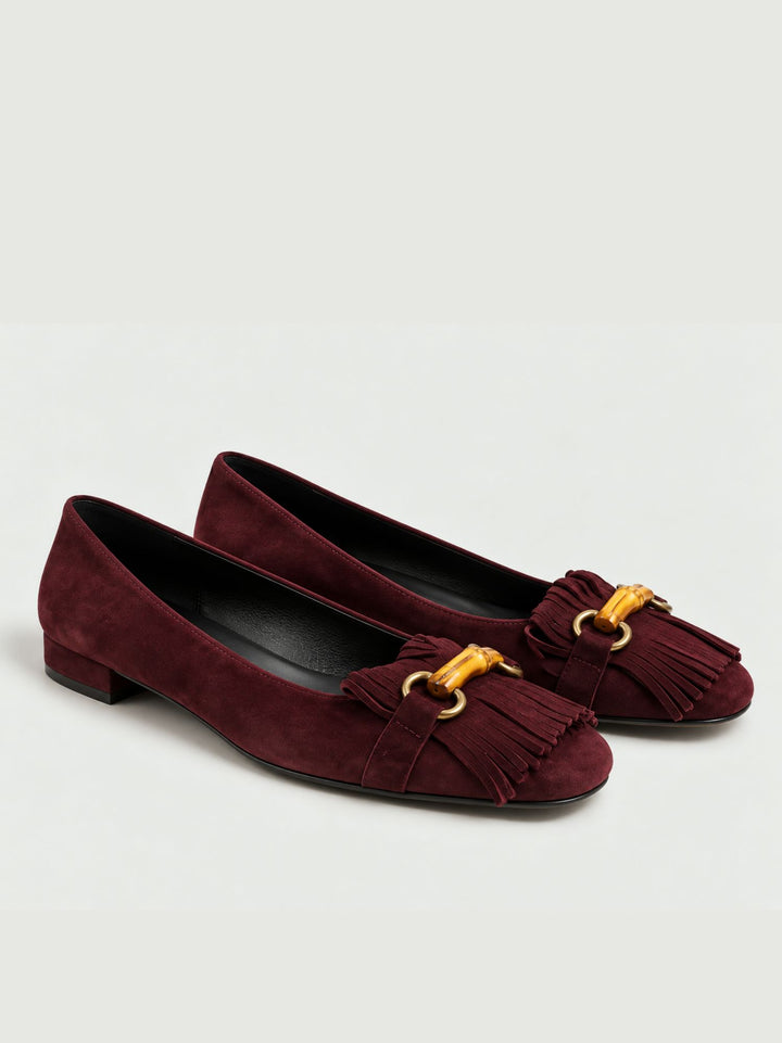 Ballerina con morsetto in bambù in pelle scamosciata bordeaux 4875/11 BORDEAUX ANDREA MORANDO 