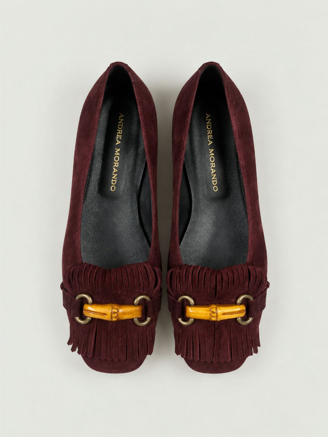 Ballerina con morsetto in bambù in pelle scamosciata bordeaux 4875/11 BORDEAUX ANDREA MORANDO 