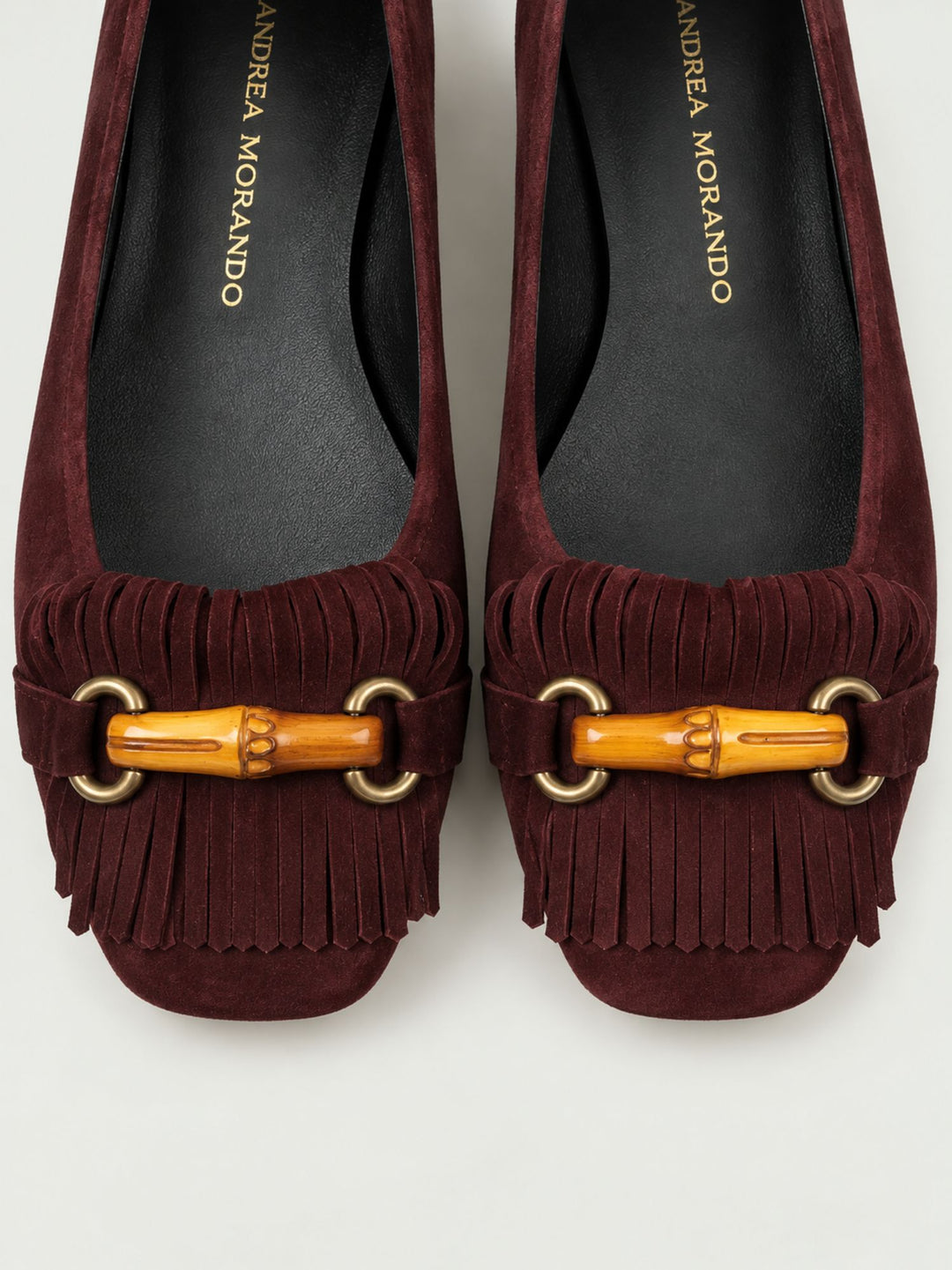 Ballerina con morsetto in bambù in pelle scamosciata bordeaux 4875/11 BORDEAUX ANDREA MORANDO 