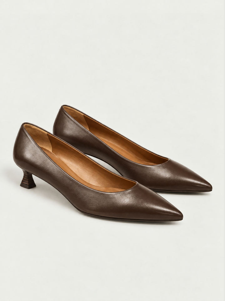 Ballerina kitten heel in pelle testa di moro 550/2 T.MORO ANDREA MORANDO 