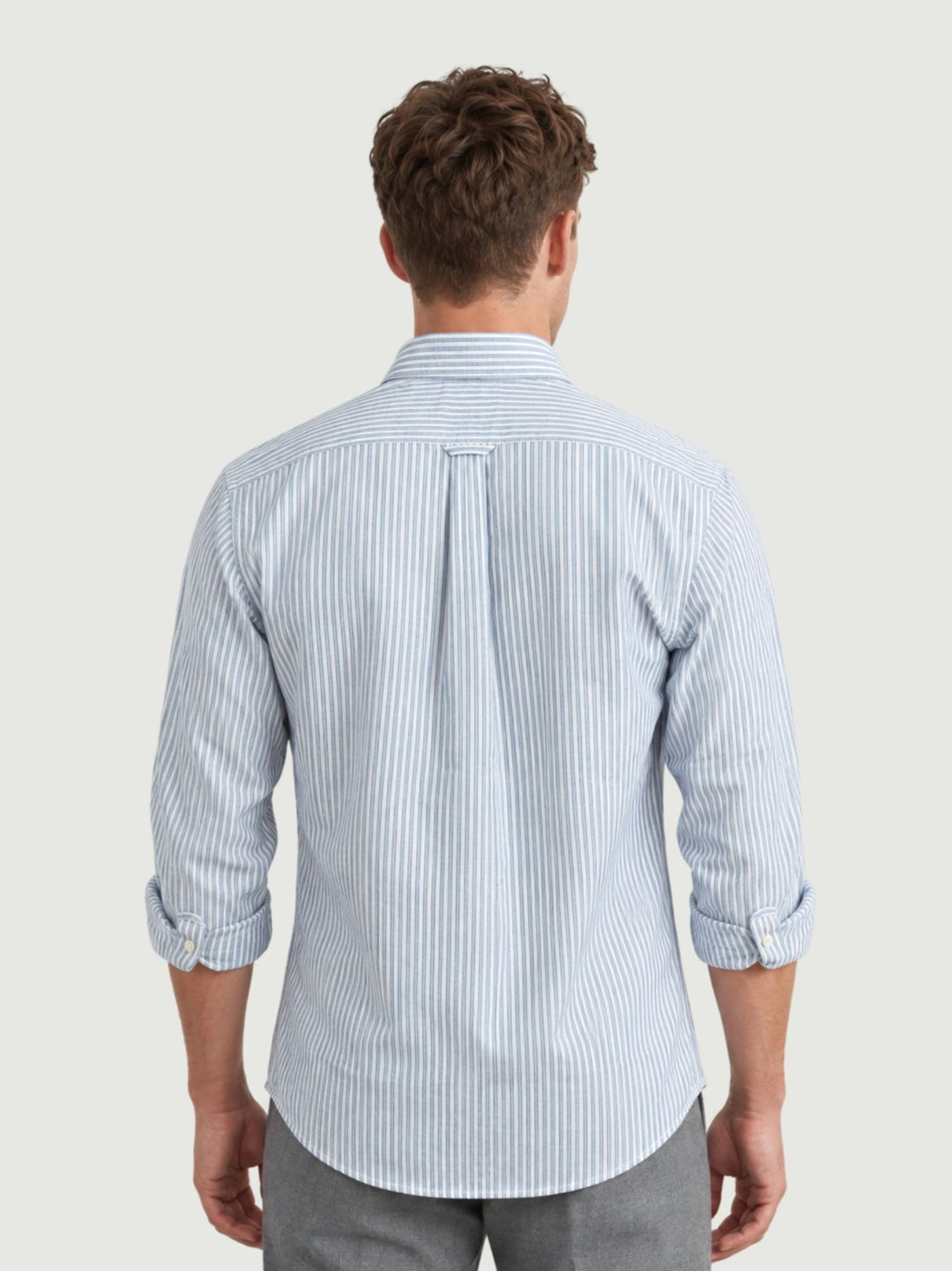 Camicia button-down in cotone a righe bianche e azzurre ADRIAN 03 DEPERLU 