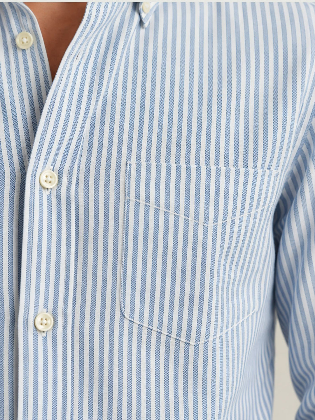 Camicia button-down in cotone a righe bianche e azzurre ADRIAN 03 DEPERLU 