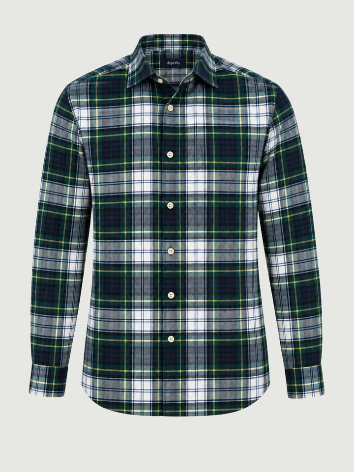Camicia in cotone tartan verde e blu ALBERT 01 DEPERLU 