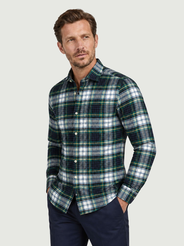 Camicia in cotone tartan verde e blu ALBERT 01 DEPERLU 