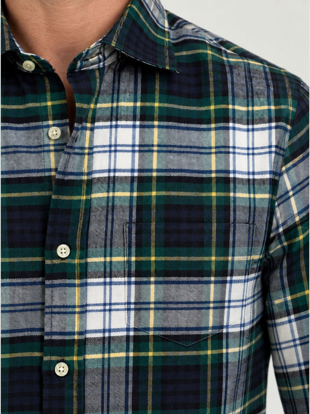 Camicia in cotone tartan verde e blu ALBERT 01 DEPERLU 