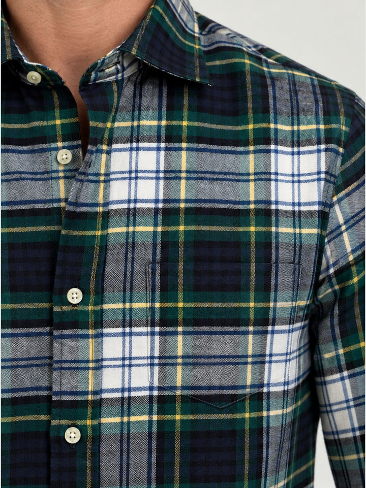 Camicia in cotone tartan verde e blu ALBERT 01 DEPERLU 