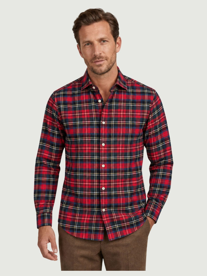 Camicia in cotone tartan rossa ALBERT 02 DEPERLU 