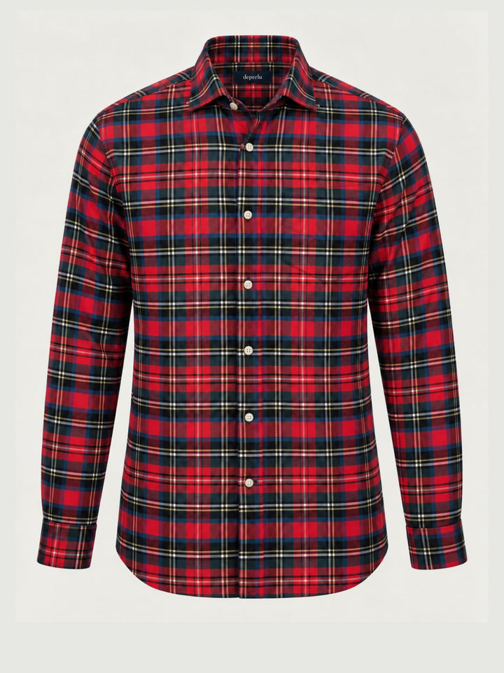 Camicia in cotone tartan rossa ALBERT 02 DEPERLU 