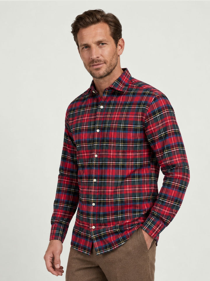 Camicia in cotone tartan rossa ALBERT 02 DEPERLU 