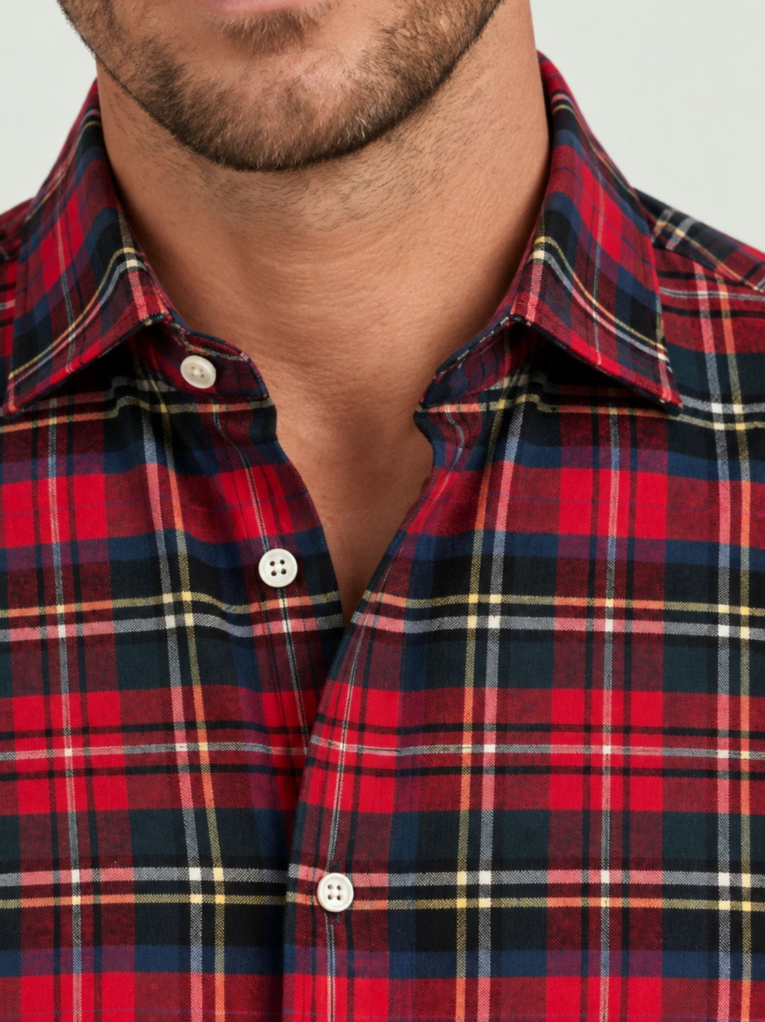 Camicia in cotone tartan rossa ALBERT 02 DEPERLU 
