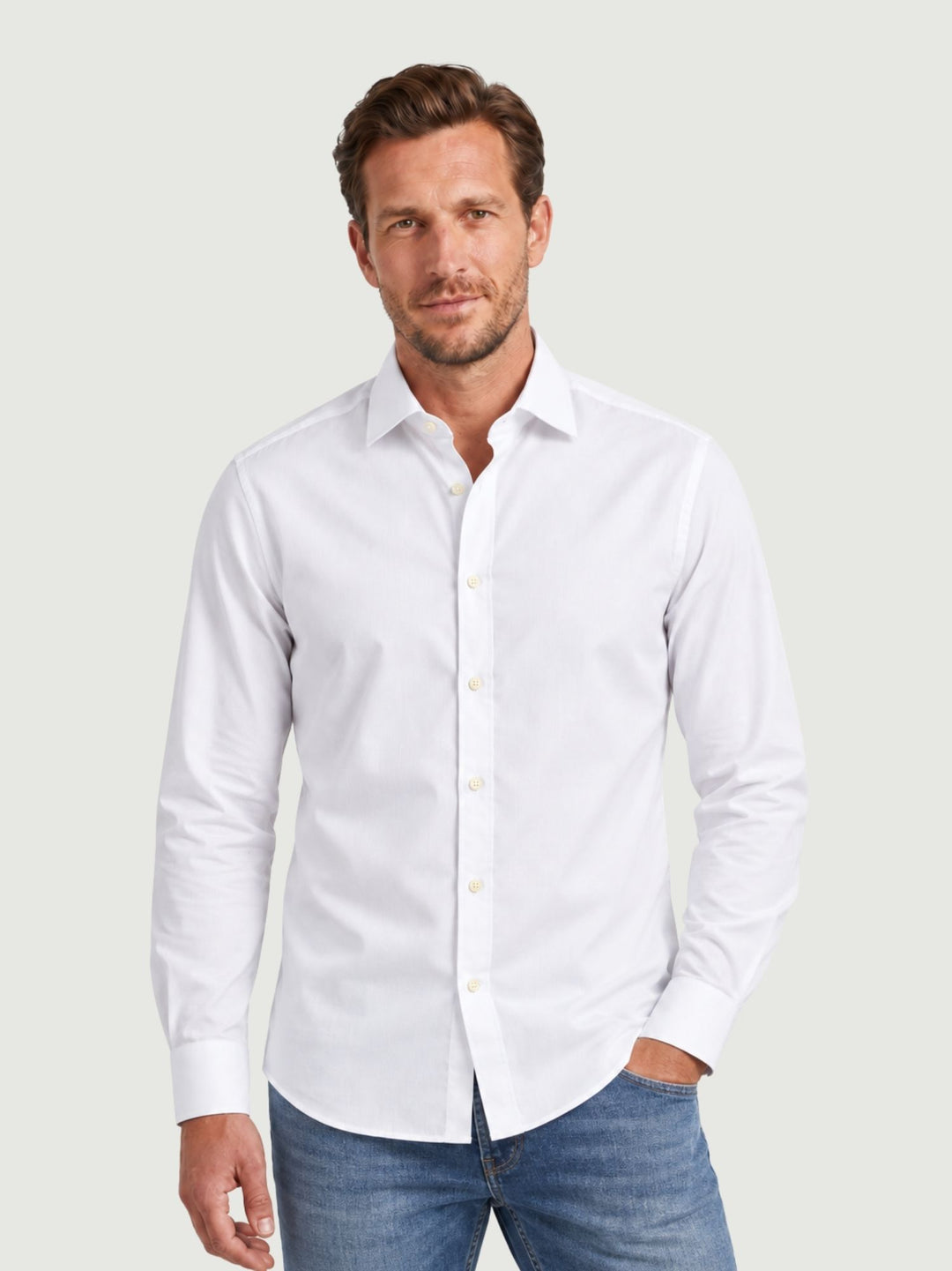 Camicia in cotone popeline bianca DUKE 01 DEPERLU 