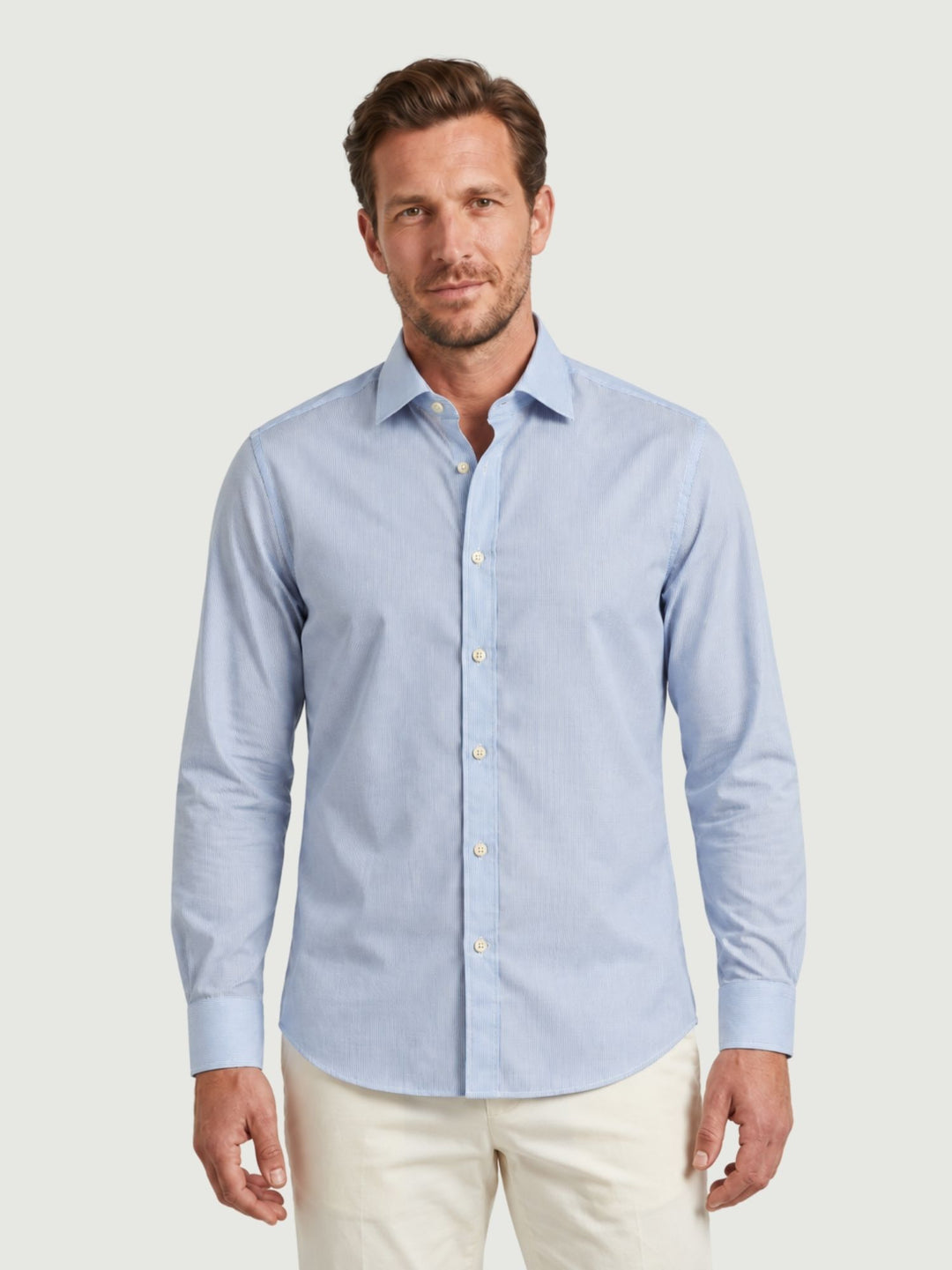 Camicia in cotone popeline azzurra DUKE 02 DEPERLU 