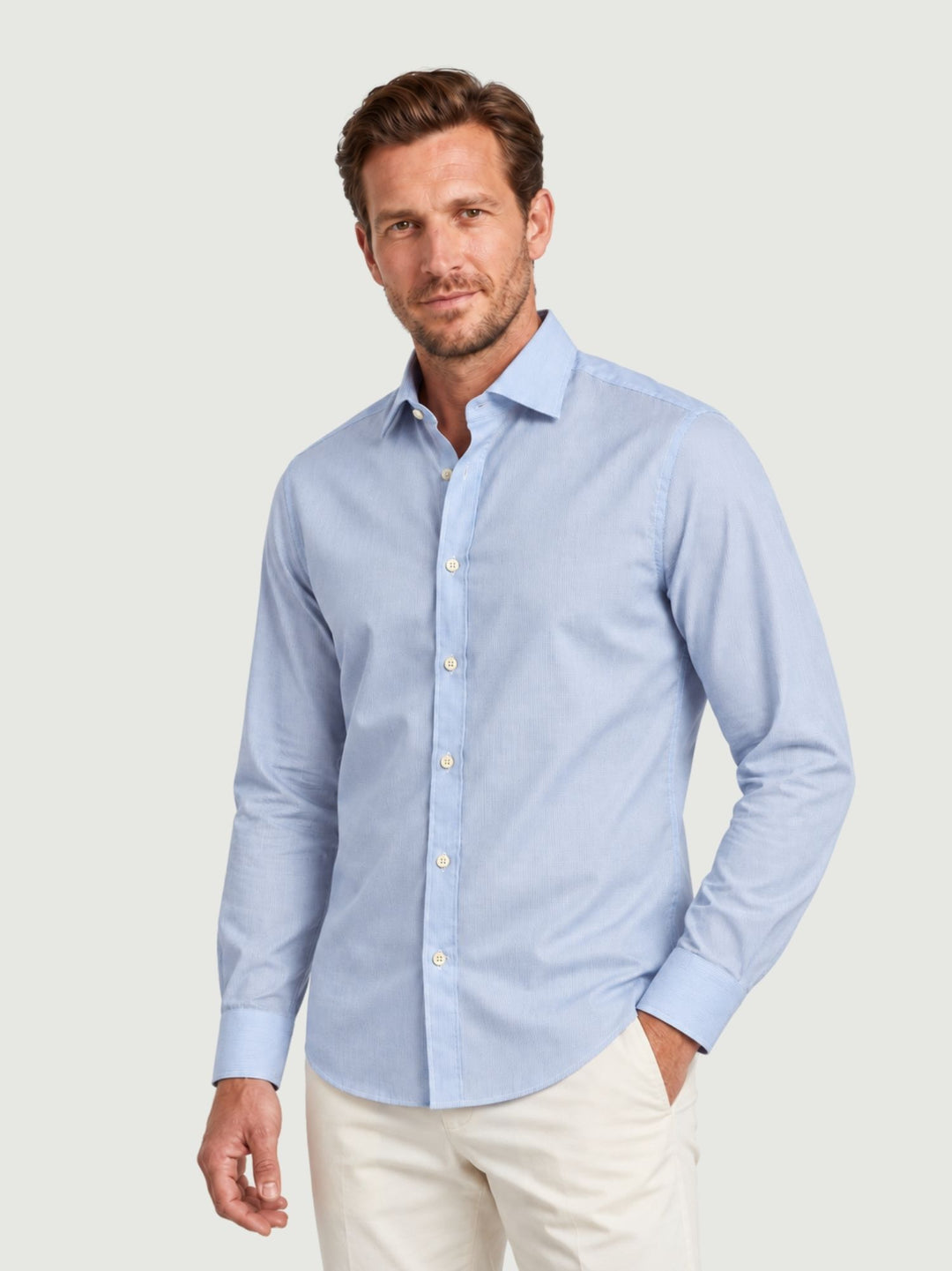 Camicia in cotone popeline azzurra DUKE 02 DEPERLU 