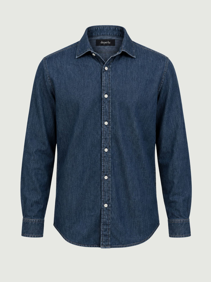 Camicia in cotone denim scuro NELSON 04 DEPERLU 