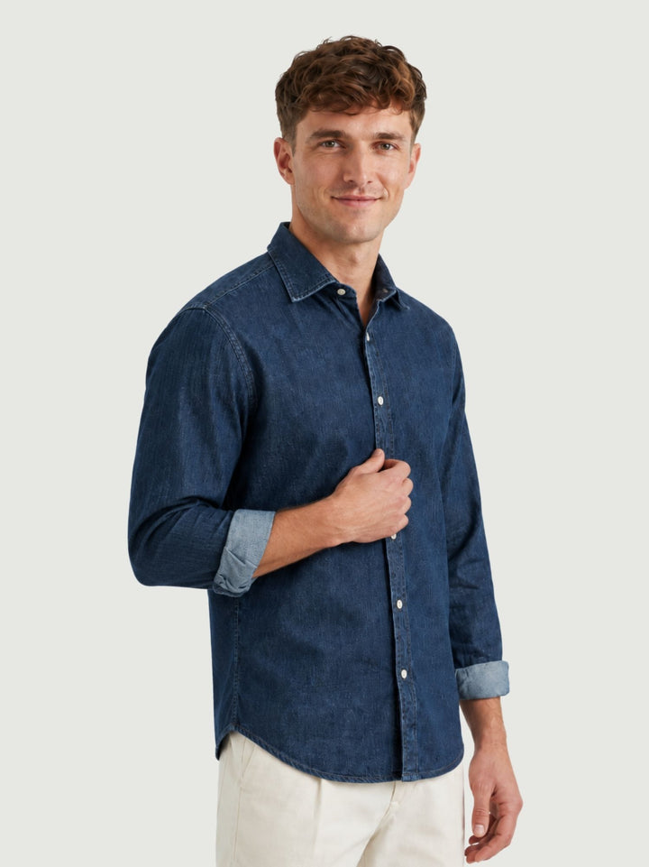 Camicia in cotone denim scuro NELSON 04 DEPERLU 