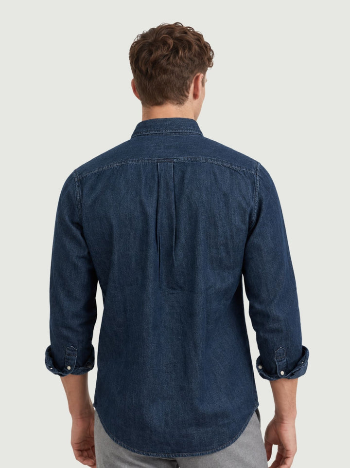 Camicia button-down in cotone denim scuro NICK 02 DEPERLU 