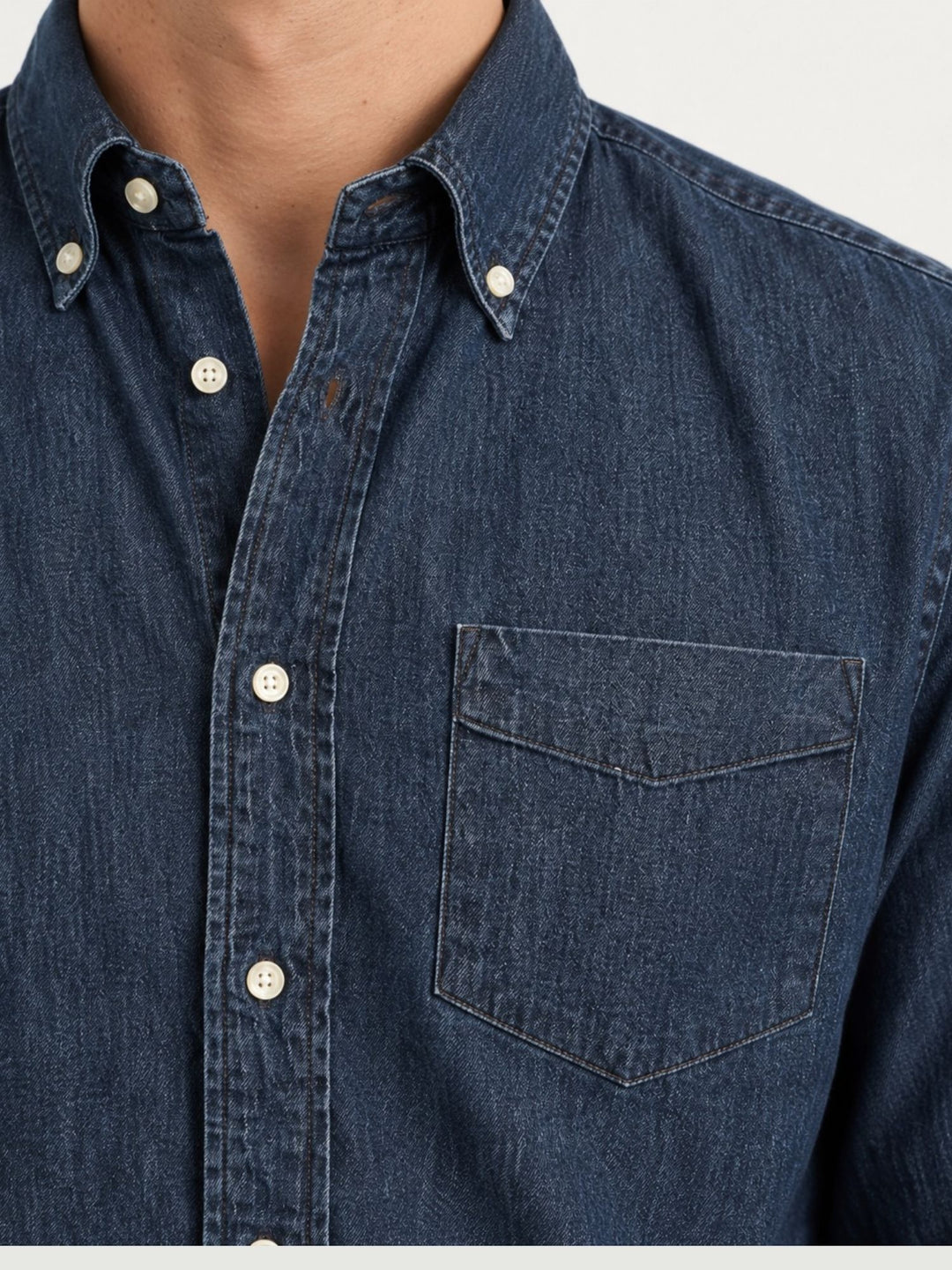 Camicia button-down in cotone denim scuro NICK 02 DEPERLU 