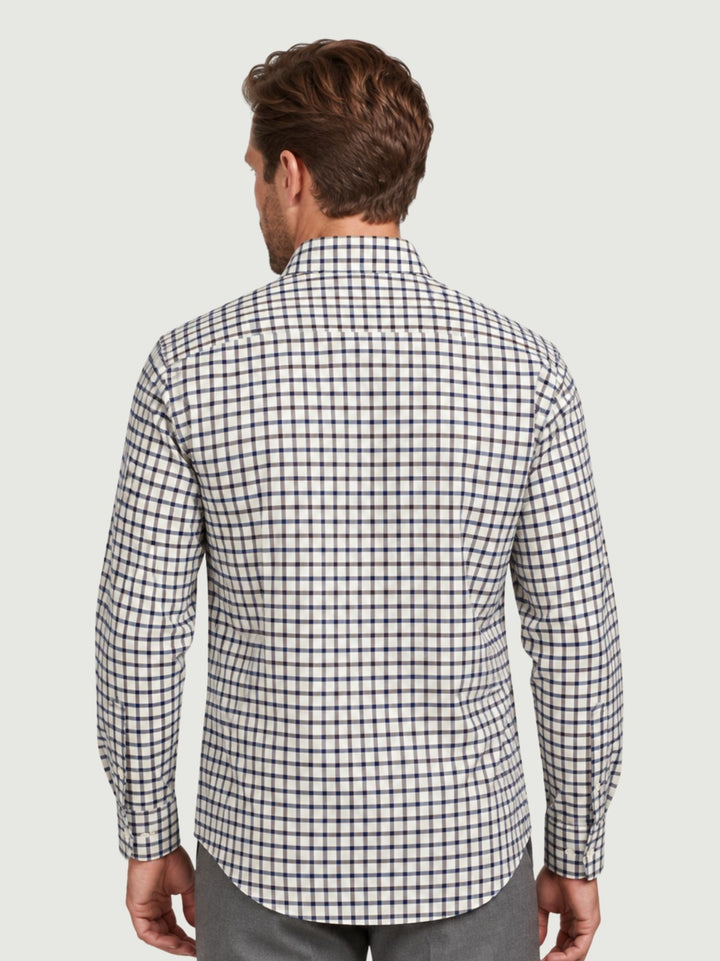 Camicia in cotone a quadri blu e grigi PATRICK 03 DEPERLU 