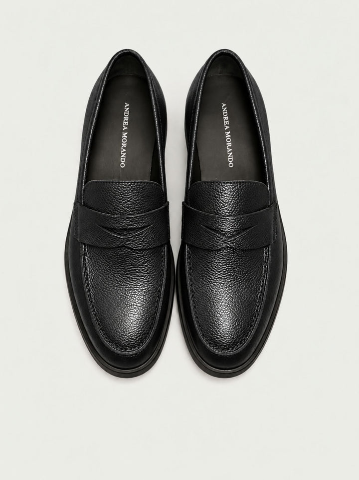 Mocassino penny in pelle nera 1044 NERO ANDREA MORANDO 