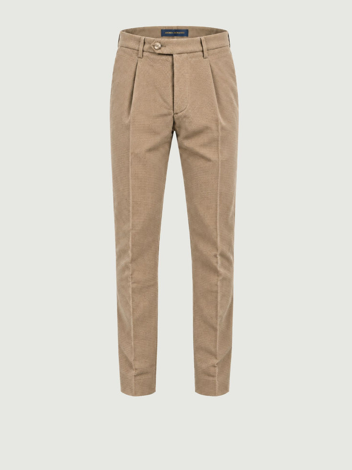 Pantalone con pinces in cotone testurizzato sabbia POUL KAZAN 44 ANDREA MORANDO 