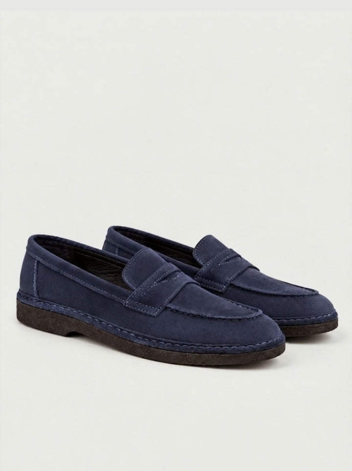 Mocassino penny in pelle scamosciata navy BRUNO BLU FABIO RUSCONI 