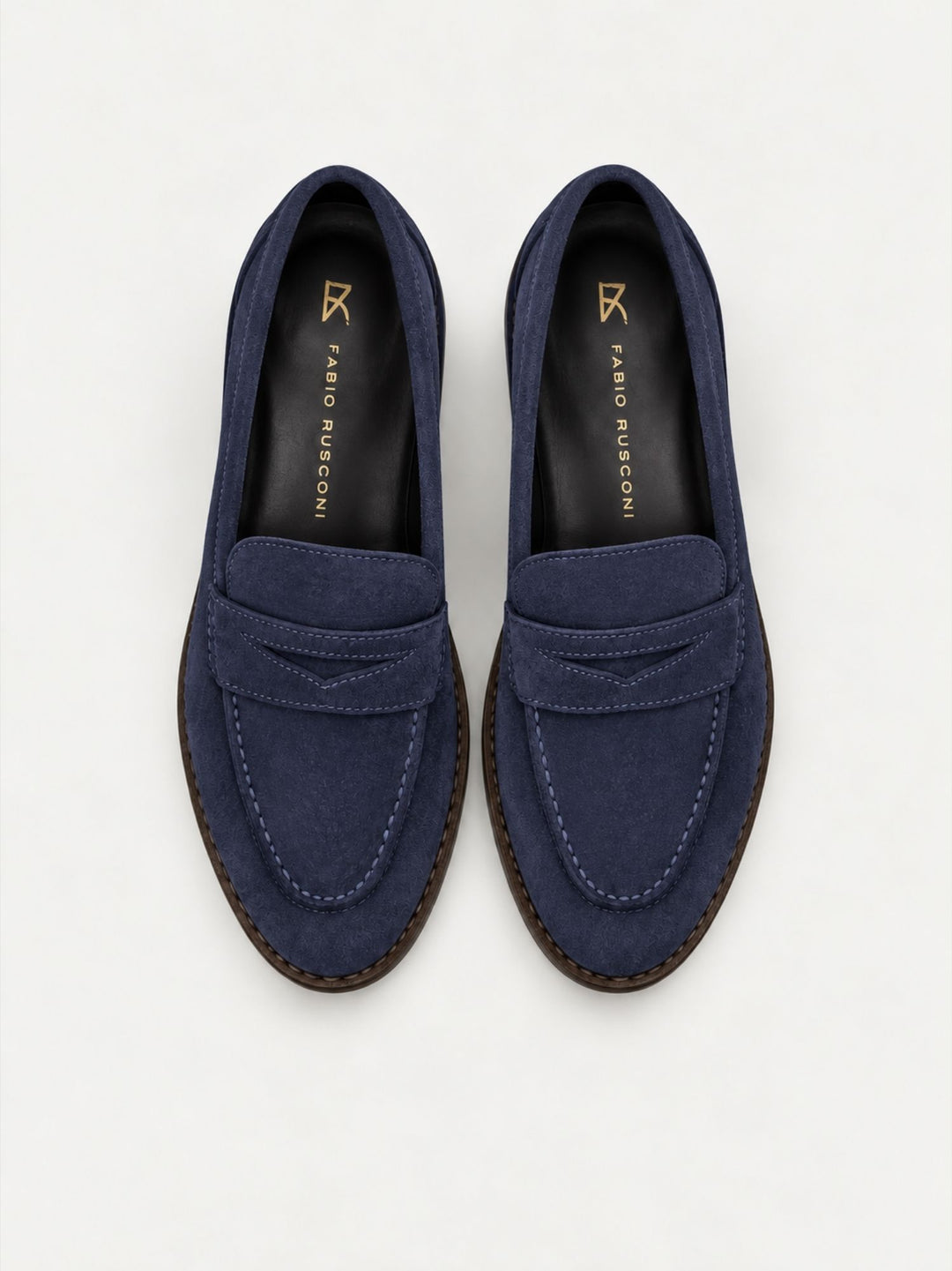 Mocassino penny in pelle scamosciata navy BRUNO BLU FABIO RUSCONI 