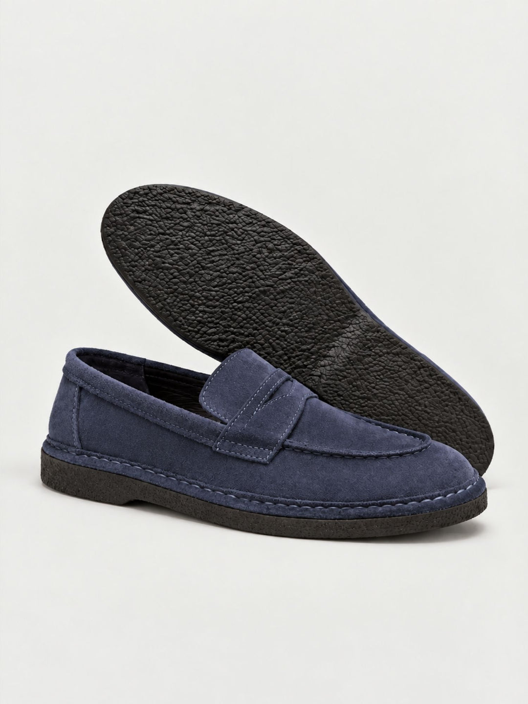 Mocassino penny in pelle scamosciata navy BRUNO BLU FABIO RUSCONI 