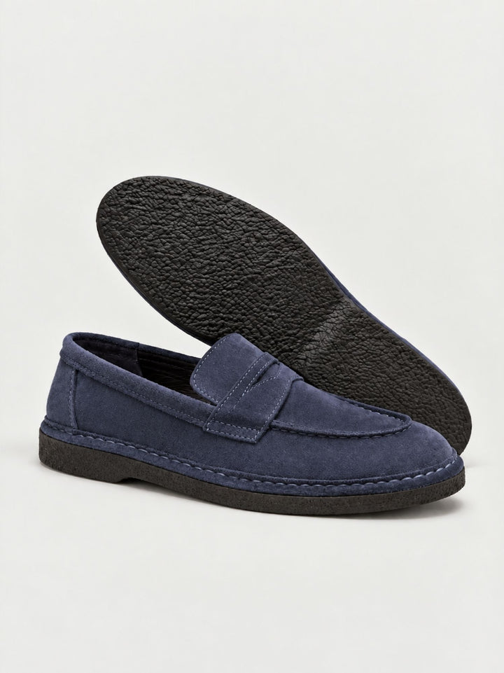 Mocassino penny in pelle scamosciata navy BRUNO BLU FABIO RUSCONI 