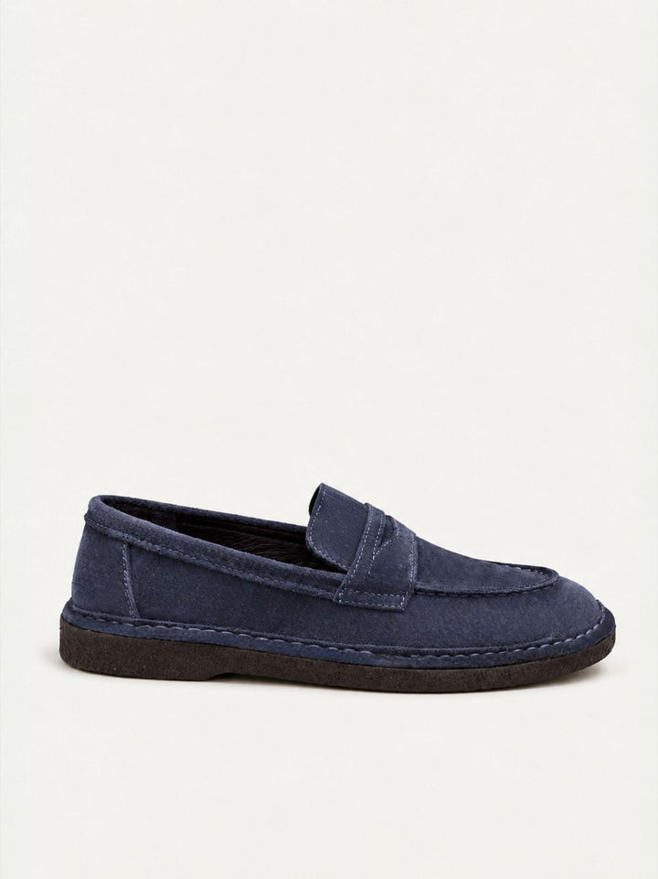 Mocassino penny in pelle scamosciata navy BRUNO BLU FABIO RUSCONI 