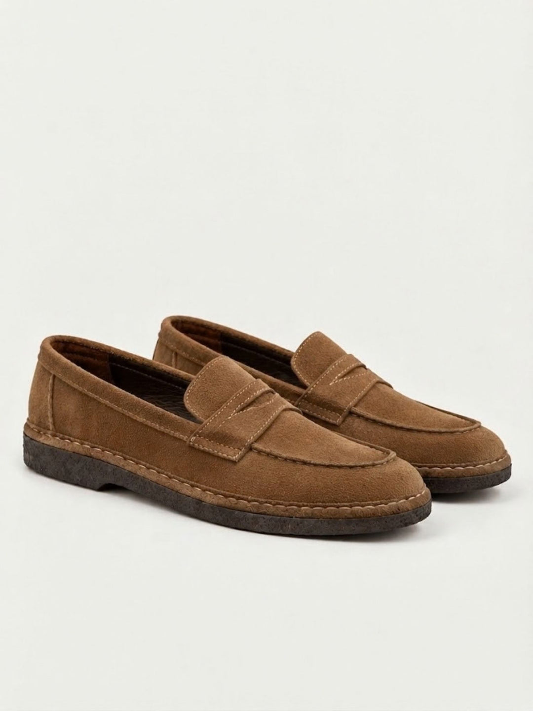 Mocassino penny in pelle scamosciata tabacco BRUNO TABACCO FABIO RUSCONI 