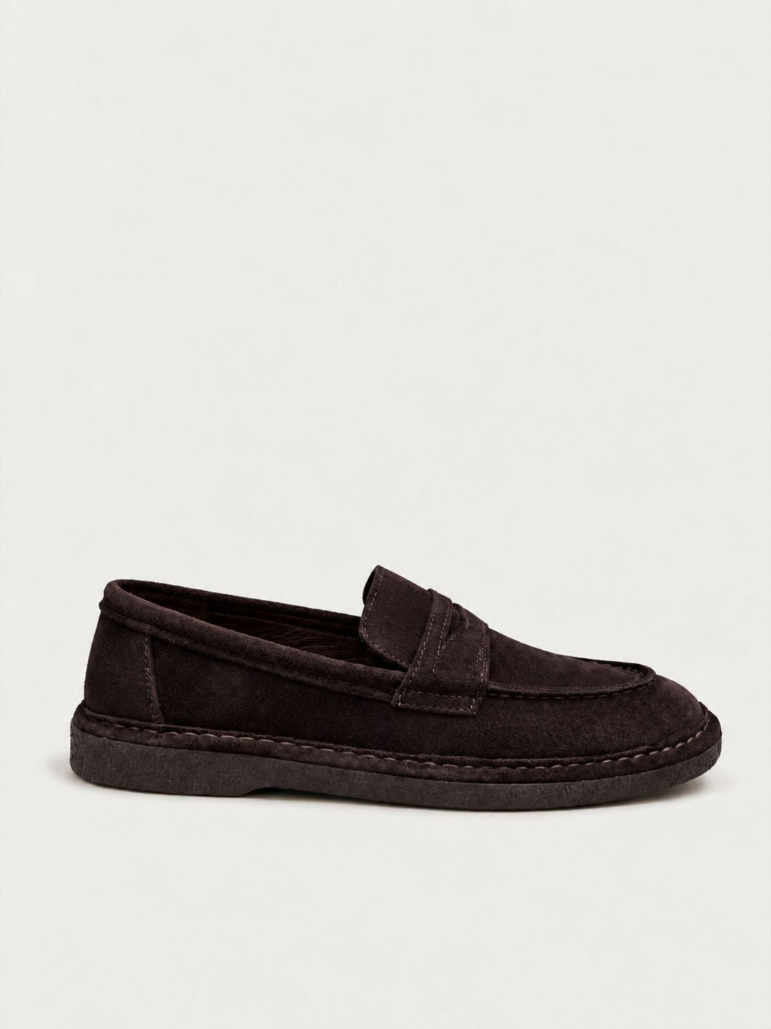 Mocassino penny in pelle scamosciata mogano BRUNO FUR TESTA DI MORO FABIO RUSCONI 