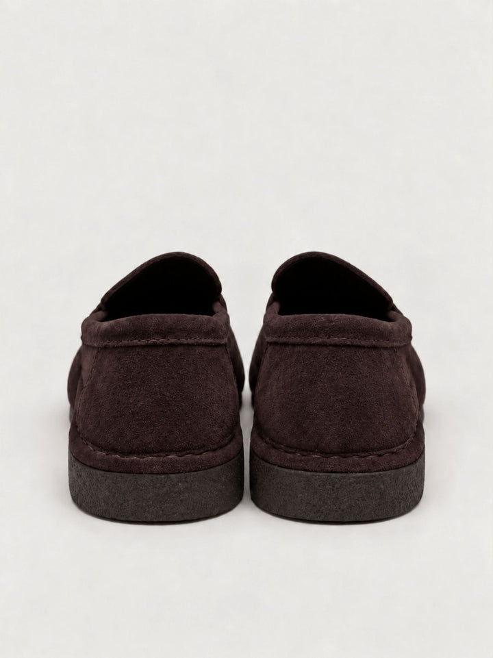 Mocassino penny in pelle scamosciata mogano BRUNO FUR TESTA DI MORO FABIO RUSCONI 