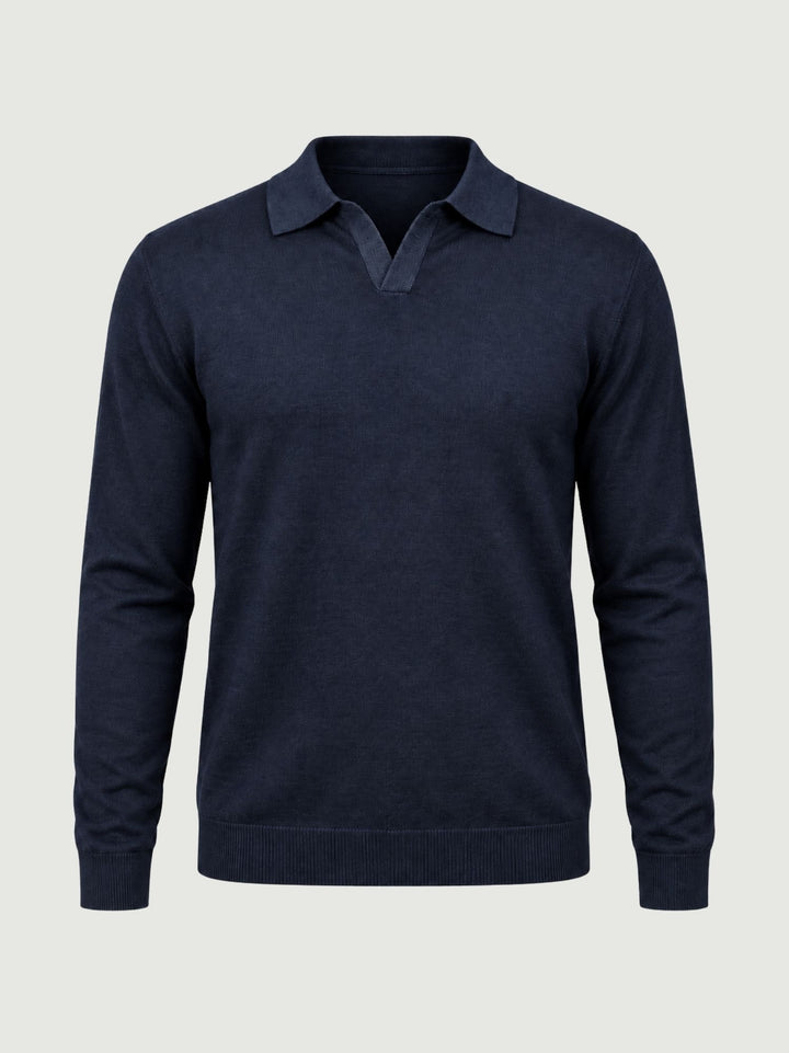 Maglia polo in lana merino 100% extrafine blu 0009 24 FIESOLI DANIELE 