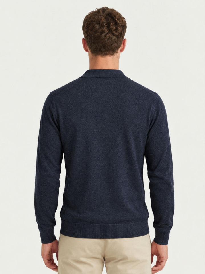 Maglia polo in lana merino 100% extrafine blu 0009 24 FIESOLI DANIELE 