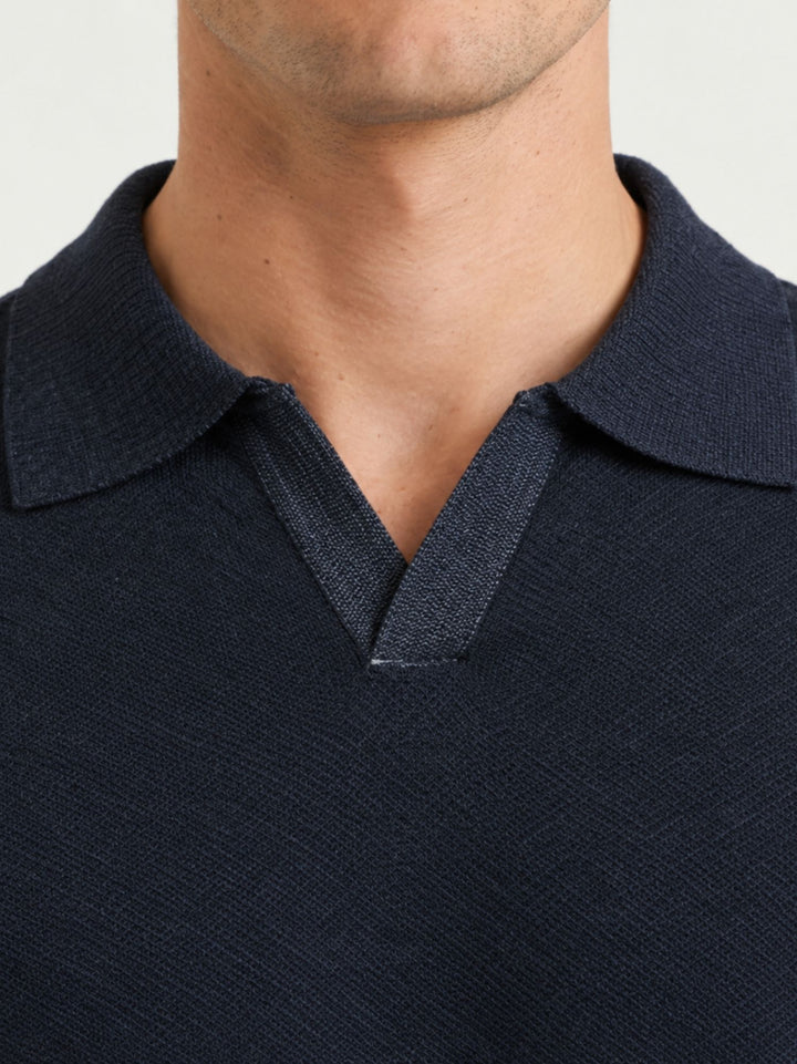 Maglia polo in lana merino 100% extrafine blu 0009 24 FIESOLI DANIELE 