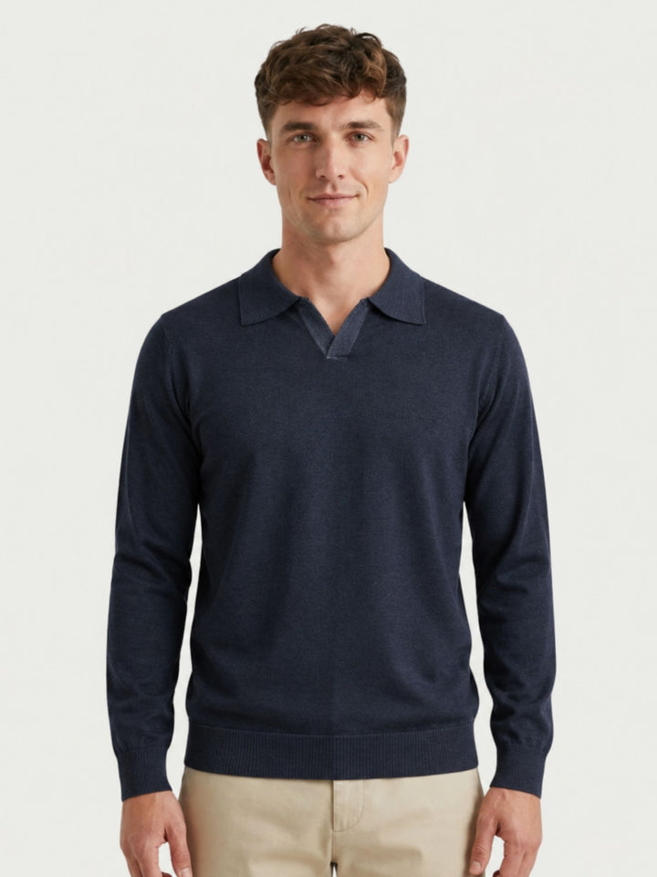 Maglia polo in lana merino 100% extrafine blu 0009 24 FIESOLI DANIELE 
