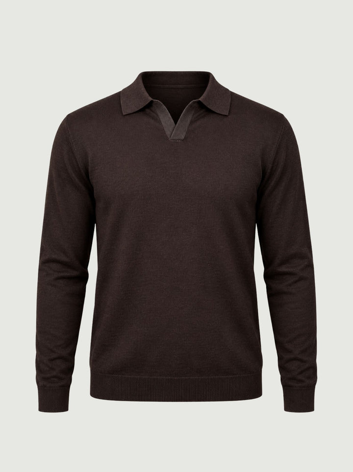 Maglia polo in lana merino 100% extrafine moro 0009 33 FIESOLI DANIELE 