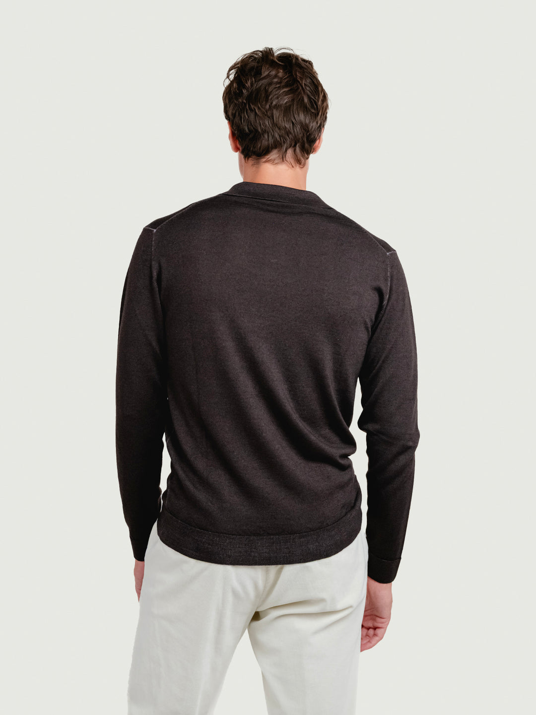Maglia polo in lana merino 100% extrafine moro 0009 33 FIESOLI DANIELE 