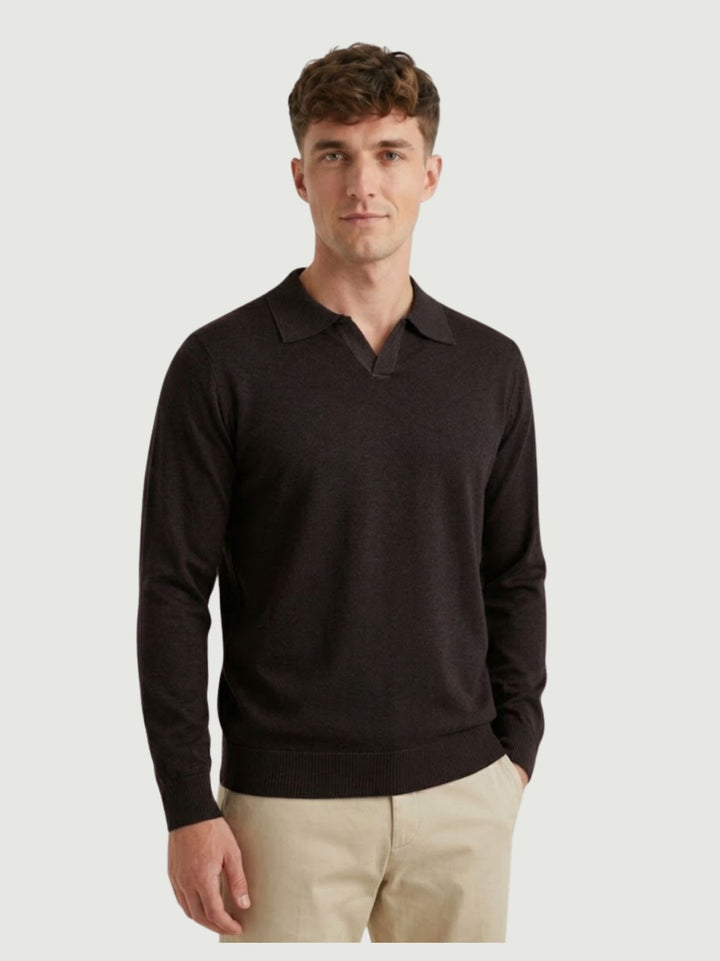 Maglia polo in lana merino 100% extrafine moro 0009 33 FIESOLI DANIELE 